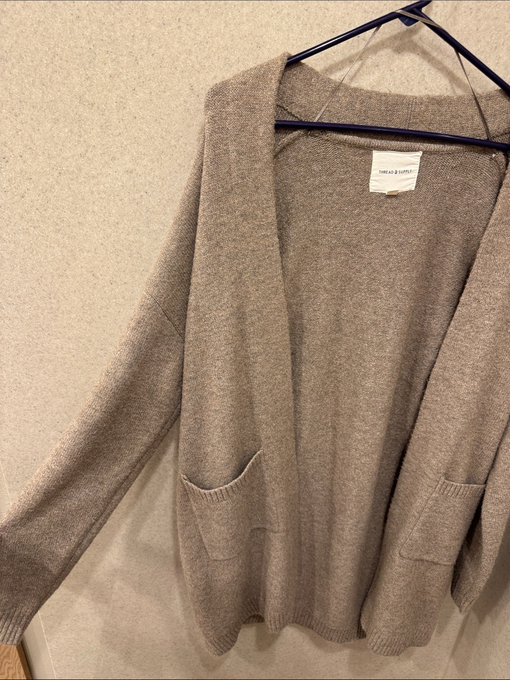 Thread & Supply Taupe Open-Front Pocket Cardigan - Picture 4 of 5